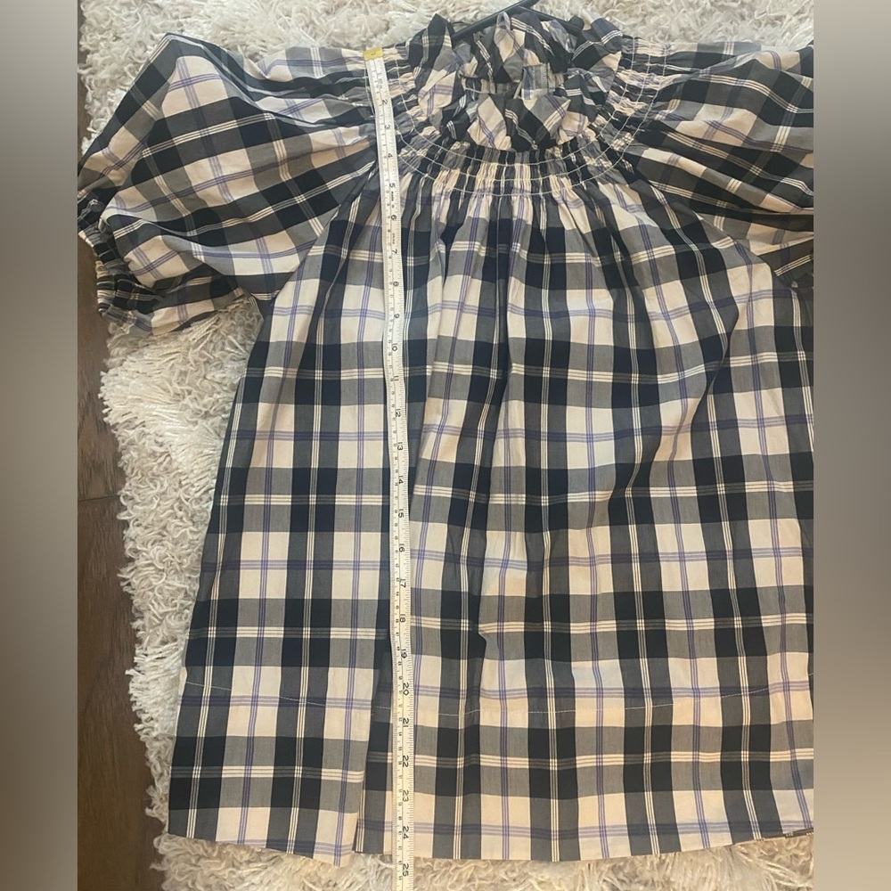 J CREW Smocked Puff Sleeve Plaid Blouse XS - Picture 6 of 6